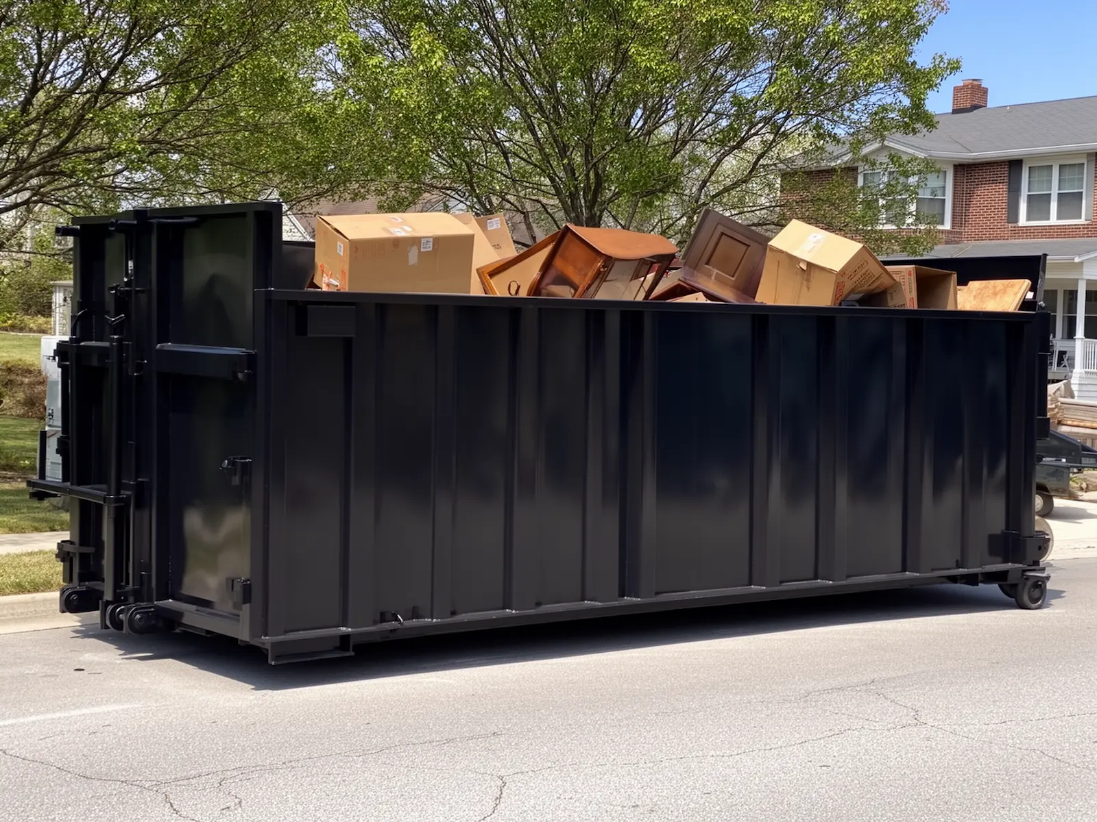 Roll-off dumpster from Dwayne's Downtown Dumpsters in Cary, NC